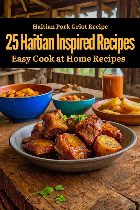 Haitian Pork Griot Recipe Haitian Chicken Recipe, Haitian Black Rice, Black Rice Recipes, Goat Meat Recipes, Black Rice Recipe, Multicultural Recipes, Haitian Recipes, Creole Cooking, Haitian Food