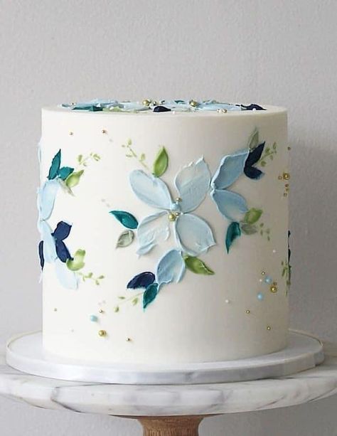 Cake Painting Tutorial, Floral Cake Design, Modern Birthday Cakes, Soul Cake, Elegant Birthday Cakes, Spring Cake, Simple Cake Designs, Mini Cakes Birthday, Creative Cake Decorating