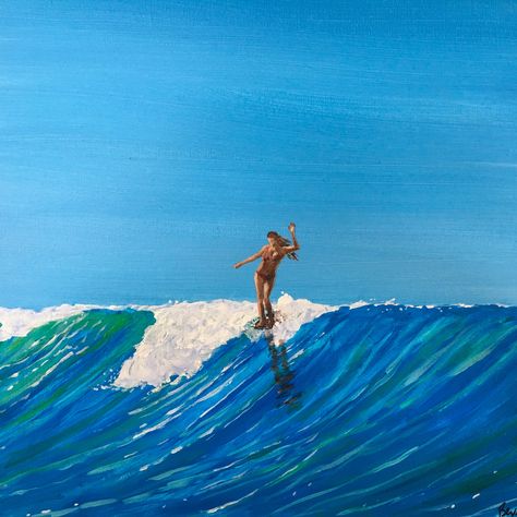 Surf Art Painting, Surfer Painting, Ocean Wave Painting, Ocean Art Painting, Beachy Art, Surf Painting, Aspen Art, Beach Wall Collage, Wood Painting Art