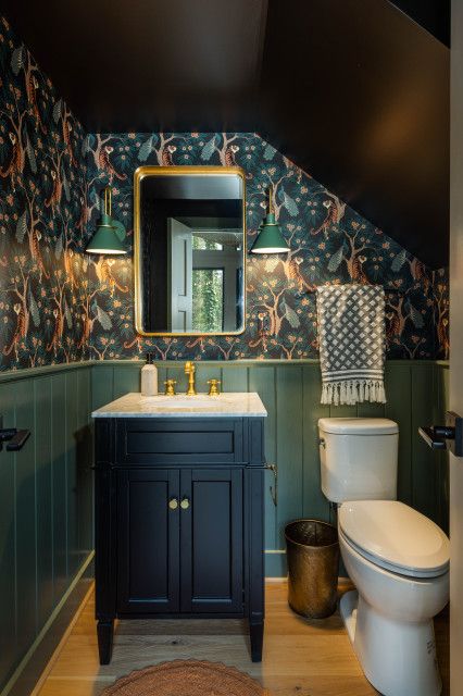 The Top 10 Powder Rooms of 2022 Rustic Powder Room, Small Downstairs Toilet, Toilet Room Decor, Small Toilet Room, Decor Baie, Bad Inspiration, Small Toilet, A Frame Cabin, Downstairs Bathroom