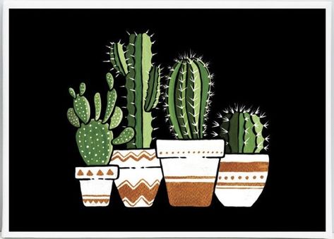 Cacti Painting, Cactus Paintings, Cactus Painting, Cute Canvas Paintings, Easy Canvas Painting, Cactus Art, Cute Paintings, Canvas Painting Diy, Small Canvas Art