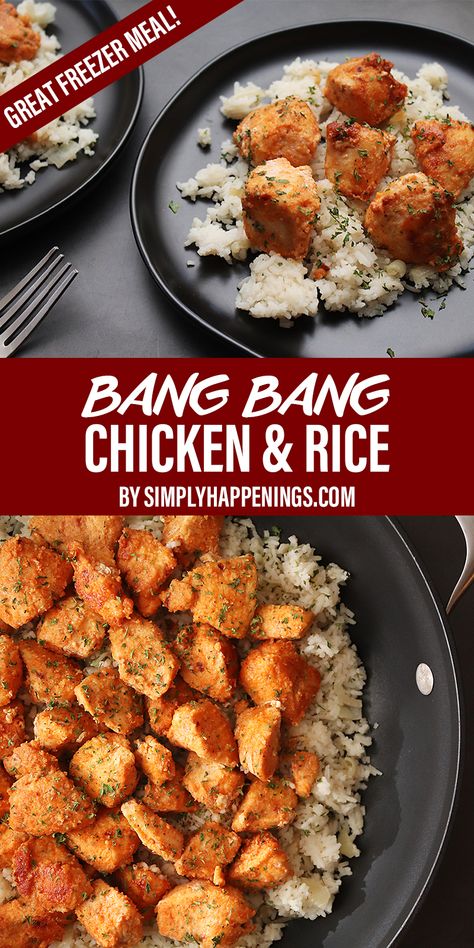 Family Friendly Chicken Recipes, Bang Bang Chicken Meal Prep, Family Friendly Chicken Dinners, Ww Family Friendly Meals, Stovetop Chicken And Rice, Cubed Chicken Breast Recipes, Cubed Chicken Recipes, Sauteed Chicken Recipes, Chicken And Rice Skillet