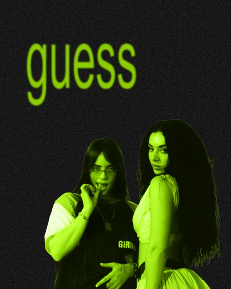 Guess | @ callie.created on gram Guess Ft Billie Eilish, Guess Charlie Xcx Billie Eilish, Artist Posters, Summer Poster, Music Poster Design, Charli Xcx, Olivia Rodrigo, Music Poster, Billie Eilish