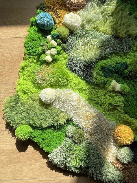 Handmade Moss Rug Soft Latch Hook Rugscustom Rugsart - Etsy Canada Moss Blanket Aesthetic, Yarn Moss Rug, How To Make A Moss Rug, Moss Blanket Crochet, Crochet Moss Rug, Crochet Moss Blanket, Moss Rug Diy, Diy Moss Rug, Moss Decor Ideas