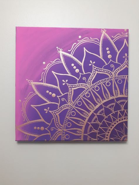 Mandala art. Zen therapy Mandela Art Therapy, Henna Painting On Canvas, Mandala Art Canvas Painting, Meditation Painting Ideas, Mandala On Canvas Acrylics, Spiritual Paintings Canvases, Canvas Mandala Painting, Mandala Art Canvas, Acrylic Mandala