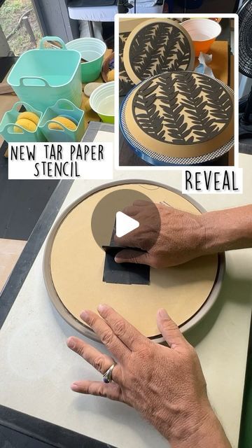 Aliveguy Pottery - Bill Schwenzer on Instagram: "Satisfying Stencil Peel using my new Tar paper stencils from @shalyamarsh 
This is the Garland Design and removing it in this direction keeps the stress on the stencil down. 
I’m excited to try some glazing techniques to accentuate the impression. 
Utilized my trusty @gr.pottery.forms circle form for the win. 
Edge texture is created with an @mkmpotterytools  texture roller. 

#tarstencil #potteryprocess #stencils #artvideos #artreels #oddlysatisfying  #handmadepottery #pottery_lovers #peopleofpottery #artistsoninstagram #aliveguypottery #functionalpottery #instapotter #studiopottery #ceramicart #ceramicprocess  #artist  #howtopottery #satisfyingvideos 
#ceramicvideos #ceramicsmagazine #handbuiltceramics #handmadesg #handmadegiftideas" Glazing Textured Pottery, Garland Design, Glazing Techniques, Maker’s Mark, Functional Pottery, Use Me, Oddly Satisfying, Pottery Making, Hand Built