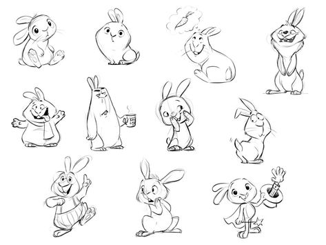 ArtStation - Rabbits!, Martina Petrova Rabbits Illustration, Peter Rabbit Drawing, Bunny Cartoon Drawing, Cute Animal Character Design, Bunny Illustration Cute, Draw Rabbit, Cute Rabbit Illustration, Bunny Rabbit Drawing, Cartoon Rabbit Drawing