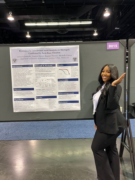 From November 9th - 12th, 2022 I had the pleasure of presenting my research, under the instruction of my P.I Dr. Michelle Gaines, at the Annual Biomedical Research Conference for Minoritized Students (ABRCMS) in Anaheim, CA on the effect of microgels and how they may be of use within biomedical applications. The research was entitled "Biomolecular Attachment Yield Analysis on Microgels Confirmed by Acid-Base Titration". This was my first experience attending an international conference. Research Assistant Aesthetic, Press Conference Aesthetic, Researcher Aesthetic, Phd Student Aesthetic, Conference Aesthetic, Research Aesthetic, Research Conference, Engineering School, Tech Conference