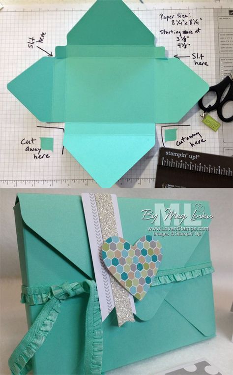 Envelope Punch Board: Make a Gift Box for Cards! Video Tutorial by LovenStamps #envleopepunchboard #wermemorykeepers Box For Cards, Envelope Punch Board Projects, Envelope Maker, Box Cards Tutorial, Diy Pillow, Tutorial Origami, Envelope Box, Pop Up Box Cards, Envelope Punch Board