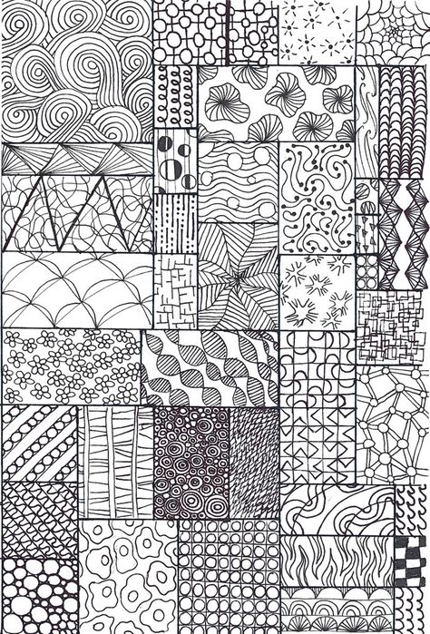 https://flic.kr/p/dfhV9c | zentangle sampler | I made this one specifically for my junior students, grades 1-3. Sourced from all over and including some made up be me and my students. Patterns Doodle, Modele Zentangle, Pattern Zentangle, Zantangle Art, Draw Zentangle, Lines And Patterns, Step Ideas, Designs Aesthetic, Easy Zentangle