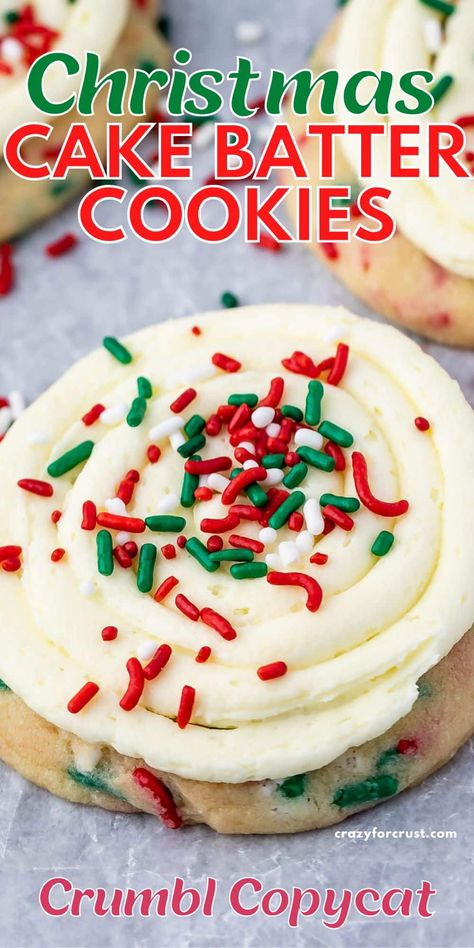 Confetti Cake Batter Cookies, Copycat Crumbl Christmas Cookies, Chewy Sugar Cookies With Sprinkles, Cake Box Snickerdoodle Cookies, Crumbl Cookie Strawberry Shortcake, Crumbl Birthday Cake Cookies, Gluten Free Cake Batter Cookies, Sprinkle Filled Sugar Cookies, Crumbl Cookie Copycat Cake Batter Blondie