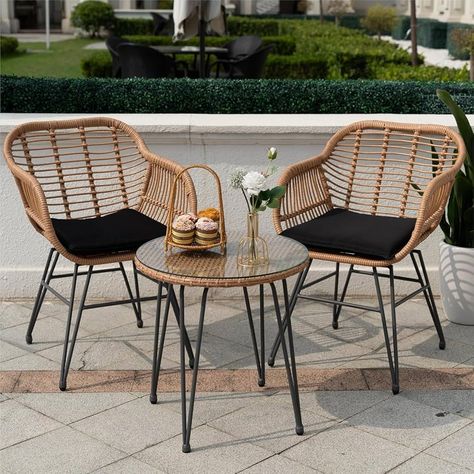 Amazon.com: Tappio 3 Piece Outdoor Wicker Furniture Patio Bistro Set, Balcony Furniture Rattan Conversation Sets, Outdoor Patio Chairs Set for Porch Poolside Garden, Beige : Patio, Lawn & Garden Wicker Furniture Patio, Circular Side Table, Patio Vibes, Modern Outdoor Patio Furniture, Comfortable Patio Furniture, Bistro Patio Set, Yoga Garden, Poolside Garden, Wicker Patio Chairs