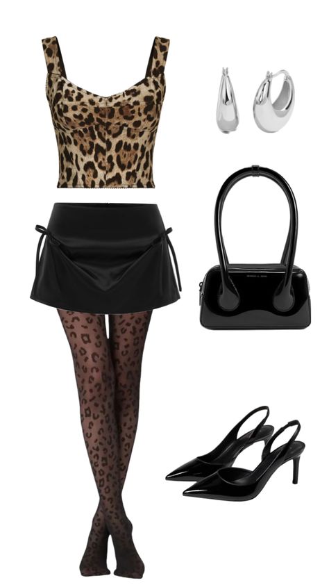 Animal Print Party, Going Out Outfit, Party Fits, Leopard Print, Going Out, Animal Print, Black