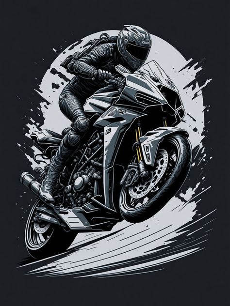 racing of moto gp biker from back leaning sideway of curve , street, vector 3d , t shirt design , sketch style Motorcycle Logo Design Graphics, Motorcycle Logo Design Ideas, Shirt Design Sketch, Motogp Wallpapers, Moto Logo Design, R1 Bike, Biker Logo Design, Motorcycles Logo Design, Anime Motorcycle