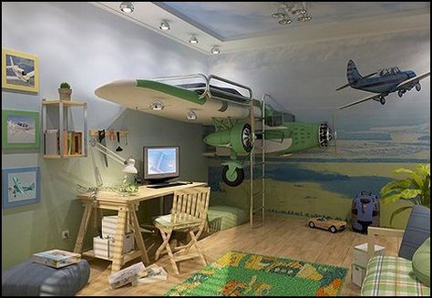 plane bed 2 Airplane Themed Bedroom, Airplane Room Decor, Airplane Bedroom, Airplane Room, Kids Furniture Design, Aviation Decor, Airplane Theme, Airplane Decor, Boy Bedroom Design