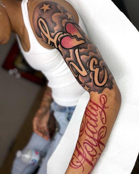 God’s Son on Instagram: “if you HAD to choose between the two..would you take LOVE or LOYALTY ❓ JANUARY CALENDAR OPENING SOON *bottom half(forearm) HEALED*” Love Shoulder Tattoo, Love Tattoo For Men, Love Loyalty Out Values Everything Tattoo, Shoulder Tats Men, Loyalty Out Values Everything Tattoo, Loyalty Over Love Tattoo, Color Tattoo For Men, Love Tattoos For Men, Loyalty Out Values Everything