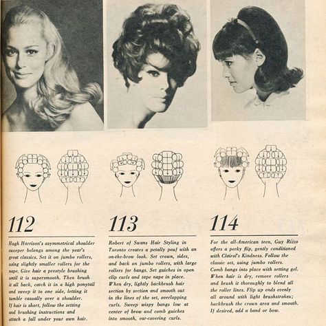 1960s Hair Setting Pattern, 60s Hair Roller Pattern, 60s Roller Set, Vintage Foam Roller Pattern, 60s Curl Pattern, Roller Setting Pattern, Vintage Curl Pattern, Vintage Roller Set Pattern, Hair Roller Patterns