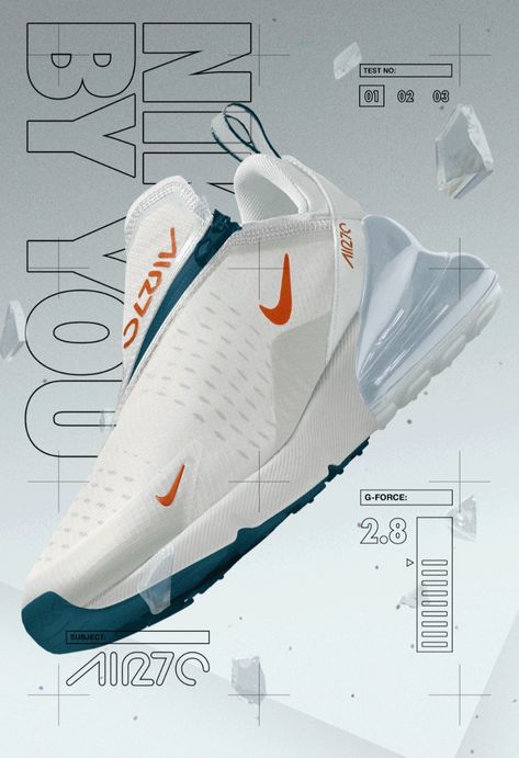 Air Max 270 Nike By You, Shoes Poster, Shoe Advertising, Shoes Fashion Photography, Shoe Poster, Sneaker Posters, Shoes Ads, Nike Design, Sport Banner