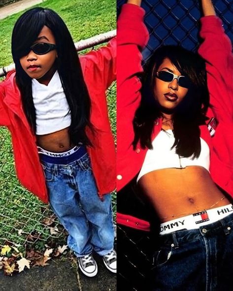 Tlc Costume, Aaliyah Costume, Outfits For Halloween, Aaliyah Outfits, Halloween Costume Black, Kids Halloween Costume, Girl Halloween Costume, Aaliyah Style, Duo Halloween Costumes