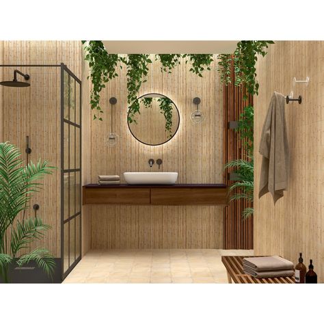 Replicating a wood look, our Bamboo Haven Tiki Cream Ceramic Wall Tile features a smooth, matte finish, making it a great choice for your space. Bamboo Wall Covering, Japanese Bathroom, Textures Murales, Rectangle Tiles, White Wall Tiles, Wood Effect Tiles, Bamboo Bathroom, Beige Tile, Cream Walls