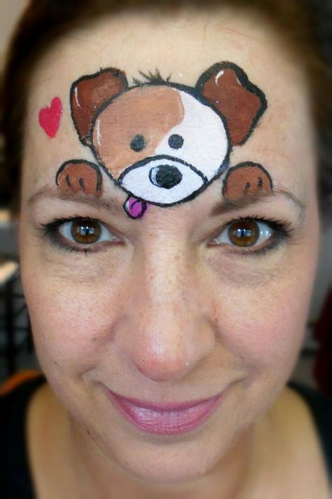 Forehead or cheek puppy design Face Paint Simple, Puppy Face Paint, Face Painting For Kids, Dog Face Paints, Face Paint Easy, Easy Face Painting Designs, Animal Face Paintings, Face Painting For Boys, Cheek Art