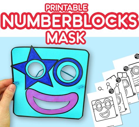 Numberblocks Mask 2 to 5 Fun Printables For Kids, Block Birthday Party, Number Blocks, Diy Halloween Costumes For Kids, Fun House, Block Craft, Diy Birthday Party, Fun Printables, 6th Birthday Parties