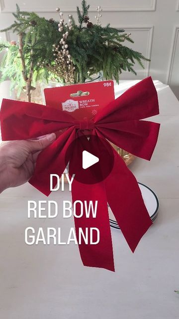 {Fallon} on Instagram: "DIY red bow garland🎄

Follow and comment CHEER for all decor details to send to your inbox.

I'm sure you've seen the viral big red bow garland by now floating around social media! 

I decided to make this inexpensive take on it by using walmart bows, which are under a dollar!! I think it turned out adorable. What do you think?

P.s. I try to be frugal when decorating for Christmas...because it is my absolute favorite holiday, and I want all the things 🤣 
•
#diychristmasdecor #walmartchristmas 
#targetchristmas #christmastime #Christmashome #Christmasdecorating #holidaydecor 

Amazon home| cozy Christmas | christmas crafts| christmas inspo | holiday inspo | christmas finds" Christmas Bow Garland, Bow Garland, Target Christmas, Holiday Inspo, Decorating For Christmas, Bows Diy Ribbon, Home Cozy, Decor Details, Christmas Inspo