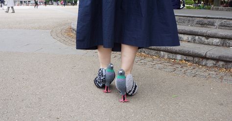 Japanese Designer Creates a Pair of Realistic Pigeon Shoes to Make Friends With the Local Birds Pigeon Nails, Franz Collection, Tattoo Nails, Birds Drawing, Spool Crafts, Safety Pin Brooch, Drawing Tattoo, Baby Crafts, Funny Pics