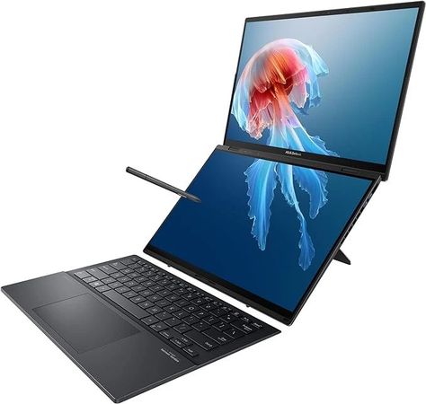 ASUS Zenbook Duo Laptop, Dual 14” OLED WUXGA Touch Display, Intel Evo Certified, Intel Core Ultra 7 CPU, Intel Arc Graphics, 16GB RAM, 1TB SSD, Windows 11, Inkwell Gray, UX8406MA-DS76T CLICK THE LINK BELOW TO ORDER!! https://amzn.to/4f1cKkP Touch Screen Laptop, Laptop Design, Multi Screen, Asus Zenbook, Pc Components, Intel Processors, Bluetooth Keyboard, Screen Design, Windows 11