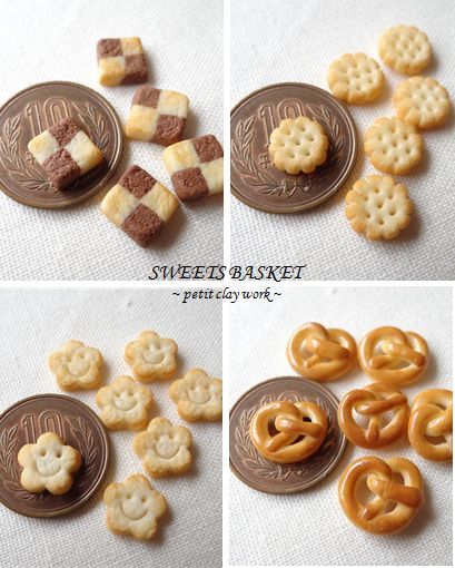 SWEETS BASKET (S*Basket) Miniature Foods, Miniature Bakery, Clay Magnets, Doll Food, Polymer Clay Diy, Dollhouse Food, Polymer Crafts, Tiny Food, Cute Polymer Clay