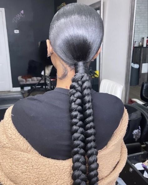 Double Braided Ponytail, Braided Ponytail Black Hair, Hairstyle For Black Women, Sleek Braided Ponytail, Natural Braided Hairstyles, Natural Hair Bun Styles, Sleek Ponytail Hairstyles, Ponytail Hairstyle, Birthday Hairstyles