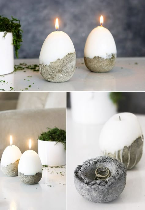 Concrete Candles Diy, Easter Candles Ideas, Candle Diy Mason Jar, Candle Mockup, Cement Candle, Easter Candle, Candle Crafts Diy, Concrete Diy Projects, Plastic Easter Eggs