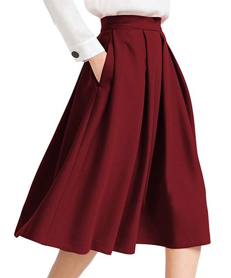 High Waisted A Line Skirt, Red Pleated Skirt, Prom Skirt, Midi Skirt With Pockets, Full Midi Skirt, High Waisted Maxi Skirt, Party Skirt, Line Skirt, Elegant Party