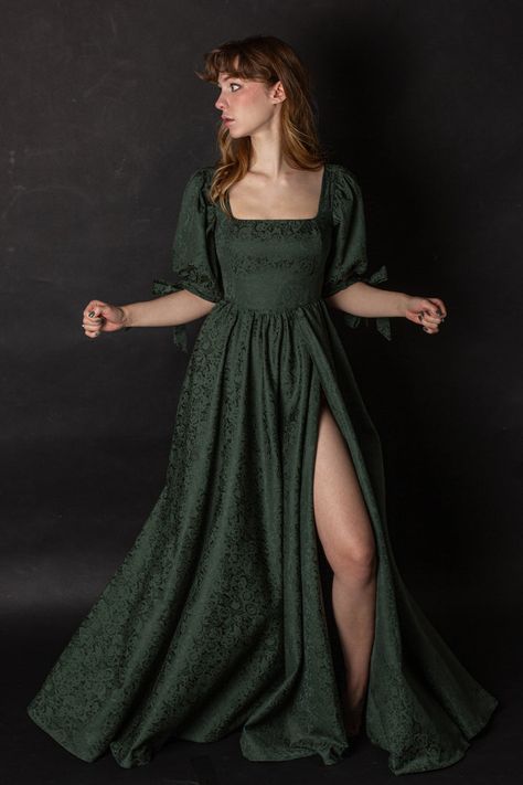 https://cdn.shopify.com/s/files/1/0698/6547/2315/products/IMG_0468.webp?v=1673020200&width=713 Forest Green Dresses, Corset Looks, Long Flowy Skirt, Green Gown, Princess Gown, Flowy Skirt, Corset Dress, Satin Fabric, Dress Patterns