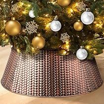 Farmhouse Christmas Tree Collar, Christmas Tree Skirts Ideas, Basket Skirt, Tree Baskets, Tree Collar Christmas, Artificial Indoor Trees, Christmas Tree In Basket, Christmas Tree Ring, Moody Christmas