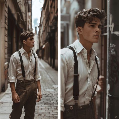 1940s Aesthetic Men, 1940 Fashion Mens, 1940s Outfits Men, 1940s Mens Hair, 40s Aesthetic Fashion, Tumnus Costume, 40s Photoshoot, 1940 Mens Fashion, 1940s Fashion Menswear