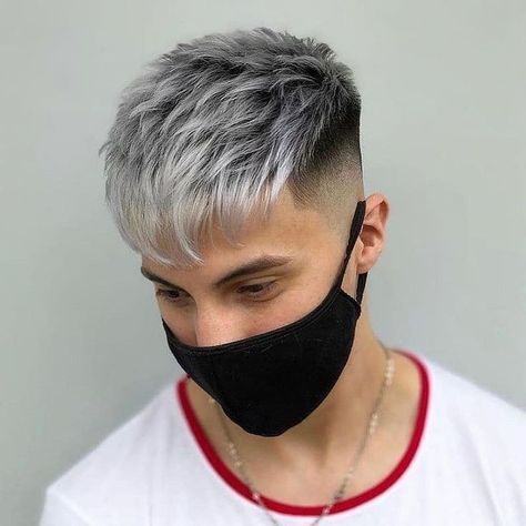 Men Grey Hair, Grey Hair Color Men, Men Hair Color Highlights, Dyed White Hair, White Hair Men, Very Short Hair Men, Bleached Hair Men, Men Blonde Hair, Dyed Hair Men