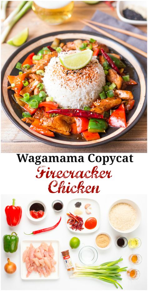 A sweet, hot and spicy copycat version of Wagamama's Firecracker Chicken + a giftcard giveaway! Roasted Poblano Pepper Salsa, Poblano Pepper Salsa, Wagamama Recipe, Firecracker Chicken, Kitchen Sanctuary, Poblano Pepper, Roasted Poblano, Pepper Salsa, Hot And Spicy