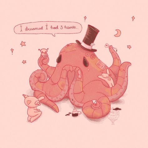 Robot Inky wishes to be a real octopus 🐙 At least he gets comforted by his little friends. Prompt ROBOT by Peachtober 2022 #cuteillustration #octopus #octopusart #cuteoctopus #procreateart Octopus Cute Drawing, Real Octopus, Cute Octopus, Octopus Art, Cute Cats And Dogs, Cute Illustration, Octopus, Cute Cats, Cute Drawings