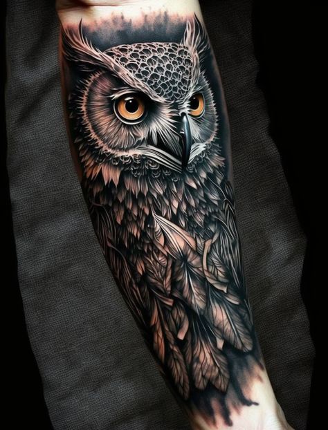 #OwlTattoo #CuteOwlTattoo #OwlInk #OwlTattooDesign #OwlTattooArt #InkedOwls #OwlTattooIdeas #OwlTattooLove #TattooInspiration #AnimalTattoos Owl Forearm Tattoo, Owl Eye Tattoo, Arm Cover Up Tattoos, Realistic Owl Tattoo, Owl Tattoo Sleeve, Henna Mendhi, Cover Up Tattoos For Men, Arm Tattoos Drawing, Henna Designs Simple