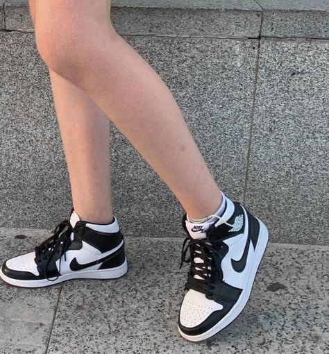 Jordan 1 Panda High, Air Jordan 1 Panda, Jordan 1 Panda, Bape Shoes, Af1 Shoes, Tenis Vans, White Nike Shoes, Jordan Shoes Girls, All Nike Shoes