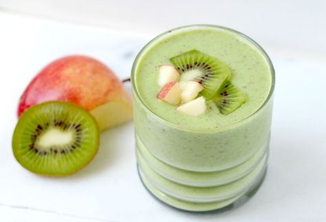 Kiwi Smoothie Recipes, Morning Green Smoothie, Green Apple Smoothie, Apple Smoothie Recipes, Banana Apple Smoothie, Kiwi And Banana, Apple Smoothie, Kiwi Smoothie, Healthy Apple