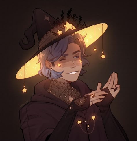 Nonbinary Witch Aesthetic, Witch Boy Art, Male Witch Oc, Witch Oc Art, Male Witch Art, W.i.t.c.h Fanart, Witch Boy, Male Witch, Witch Characters