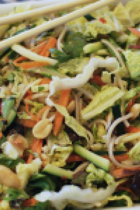 Thai Coleslaw, Chow Mien Noodles, Thai Slaw, Thai Salad, Thai Salads, Spicy Thai, Glass Measuring Cup, Napa Cabbage, Coleslaw Recipe