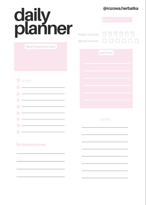 daily planner tik tok: @rozowa.herbatka #aesthetic #tiktok #coquette #dailyplanner #daily #planner #rozowaherbatka Pink Planner Aesthetic, Coquette Planner, Daily Planner Aesthetic, Diary Prompts, Ipad Templates, Daily Planner Book, Ipad Layout, Simple Daily Planner, Pink Academia