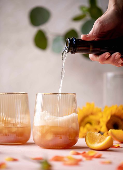 This apple cider spritz is an autumnal take on the classic aperol spritz. Apple cider, prosecco and aperol come together in this refreshing cocktail! Apple Cider Prosecco Spritz, Sparkling Apple Cider Cocktail, Apple Cider Prosecco, Apple Cider Sparkling, November Recipes, Host Christmas, Prosecco Cocktail Recipes, Prosecco Drinks, Aperol Spritz Recipe