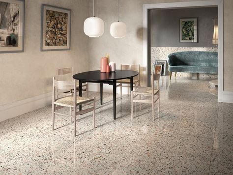 Terrazo Flooring Living Rooms, Terrazzo Tiles Living Room, Terrazzo Flooring Living Room, Terrazo Flooring, Terrazzo Tile Floor, Terazzo Floor, Terrazzo Floors, Terrazzo Tile, Terrazzo Tiles