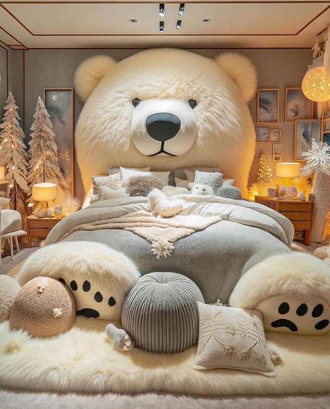 Architechture LLL (@architecture.3l) • Instagram photos and videos Penguin Bedroom, Bear Bed, Fantasy Rooms, Cute Bedroom Decor, Style Deco, Stylish Bedroom, Dream Rooms, Dream House Decor, Beautiful Bedrooms