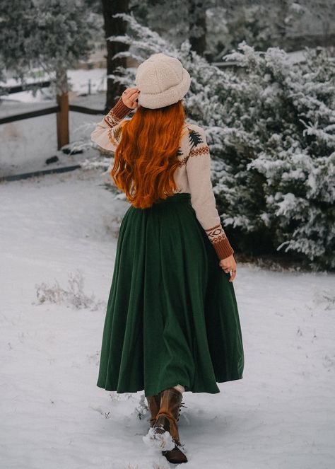 Green leather skirt