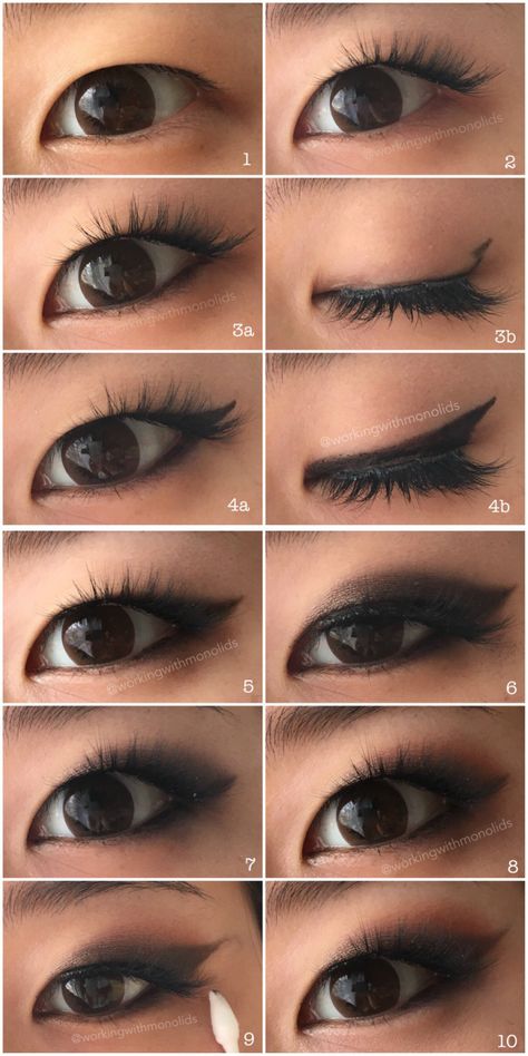 Monolid Make Up: Tutorial: Smoked Out Winged Eyeshadow Make Up Yeux, Asian Makeup Tips, Monolid Eye Makeup, Monolid Eyes, Monolid Makeup, Korean Makeup Tips, Eye Makeup Images, Korean Makeup Tutorials, Korean Eye Makeup